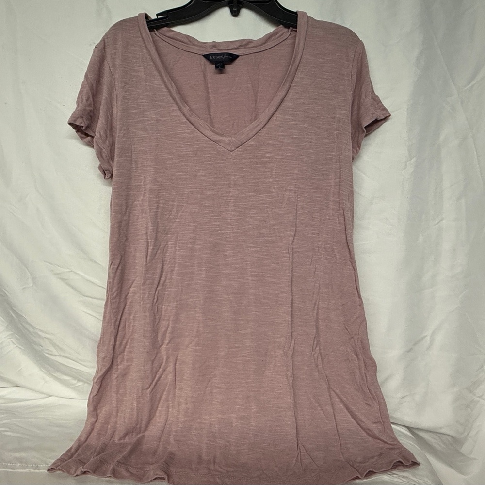 3 Womenβs V-Neck Short Sleeve Tee incudes 3 shirts pink teal and navy size large